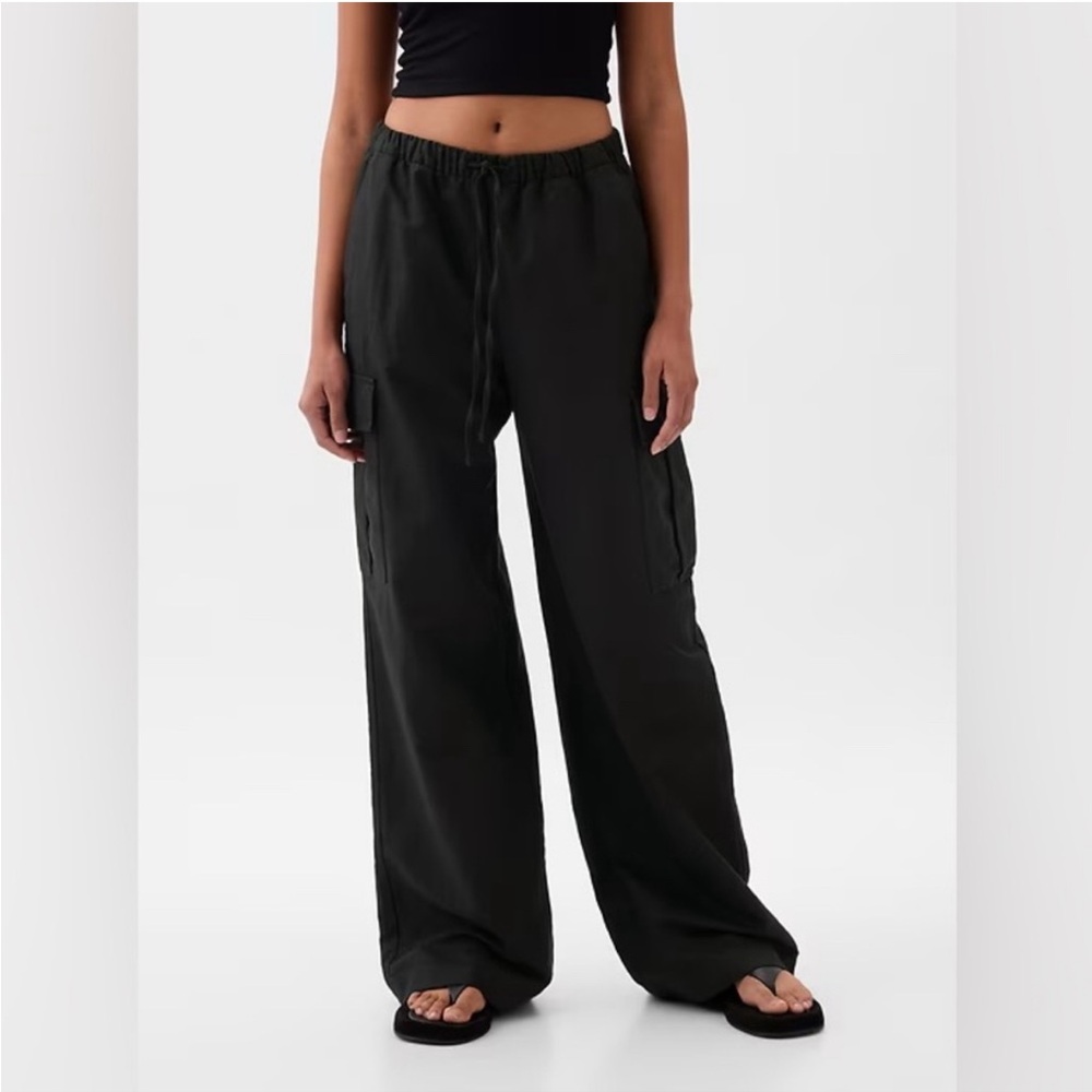 Gap linen drawstring cargo pants small petite